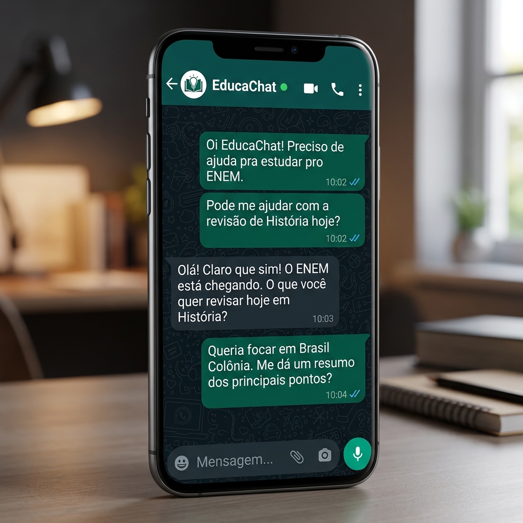 Demonstração do EducaChat na tela de um celular
